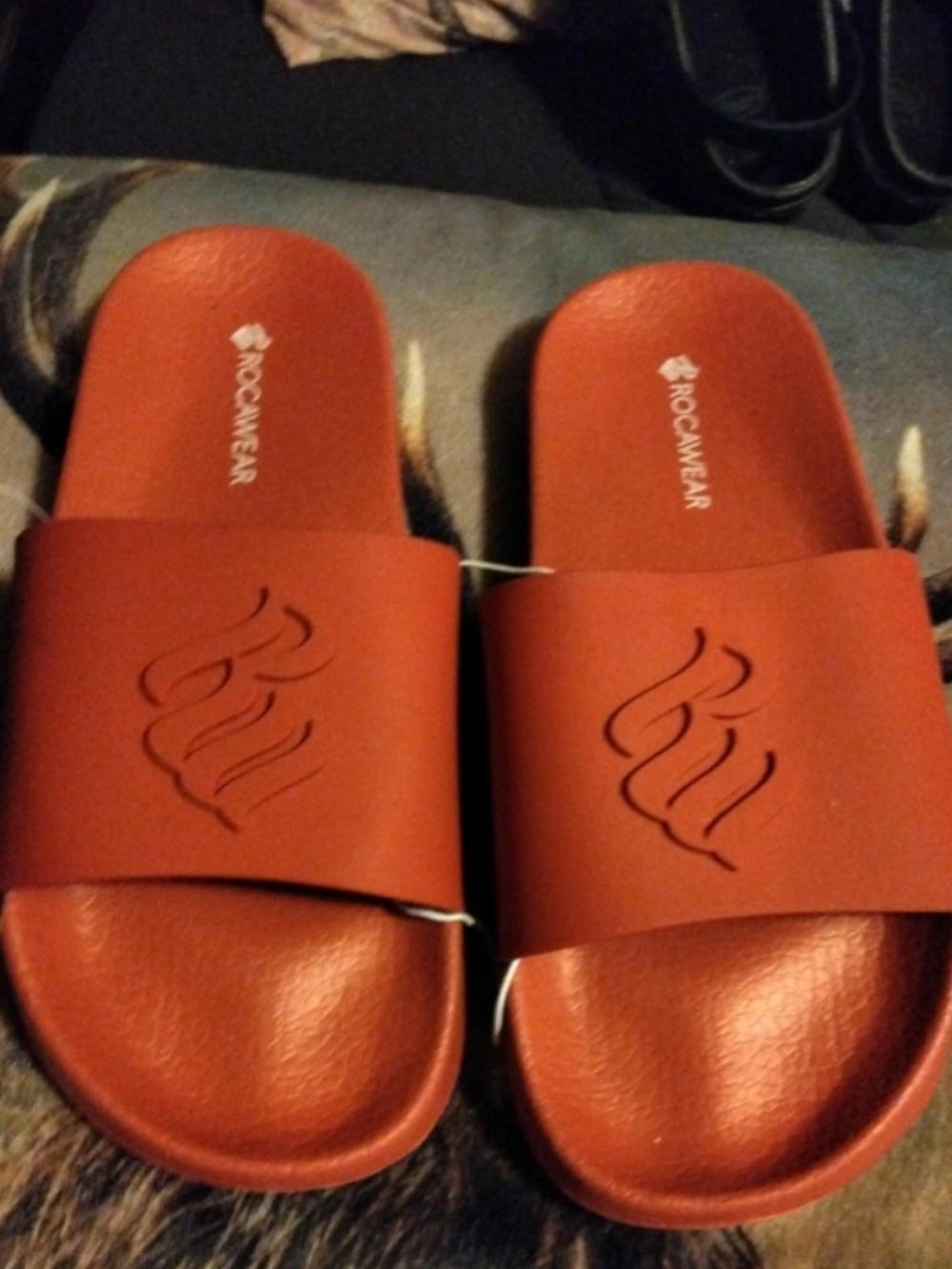 Rocawear Women's Rust/Brick Red Slide Sandals